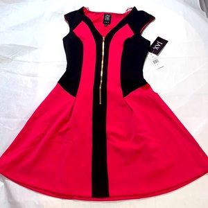 Jax evening cocktail colorblock contrast slimming dress zip a-line wedding party